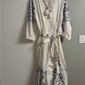 NWT CIEBON Embroidered 100% Cotton Dress - Blue & White